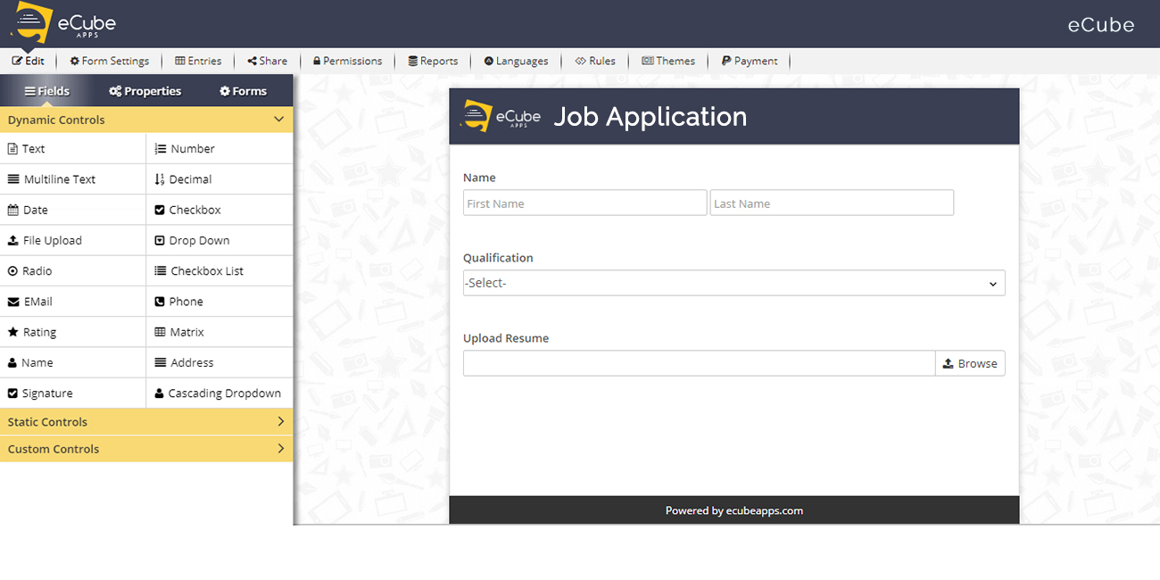 Job application form